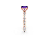 Rose gold Princess Cut Tanzanite Solitaire Engagement Ring with Pavé Band and Four-Prong Setting_2