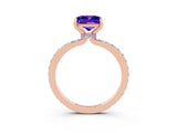 Rose gold Princess Cut Tanzanite Solitaire Engagement Ring with Pavé Band and Four-Prong Setting_3