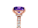 Rose gold Princess Cut Tanzanite Solitaire Engagement Ring with Pavé Band and Four-Prong Setting_5