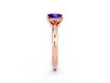 Rose gold Princess Cut Tanzanite Solitaire Engagement Ring with Round Band and Four-Prong Setting_2