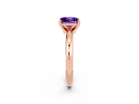 Rose gold Princess Cut Tanzanite Solitaire Engagement Ring with Round Band and Four-Prong Setting_2