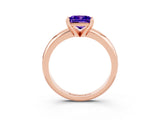 Rose gold Princess Cut Tanzanite Solitaire Engagement Ring with Round Band and Four-Prong Setting_3