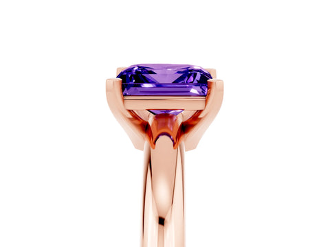 Rose gold Princess Cut Tanzanite Solitaire Engagement Ring with Round Band and Four-Prong Setting_5