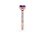 Rose gold Princess Cut Tanzanite Solitaire Pavé Band with Four-Prong Setting_2