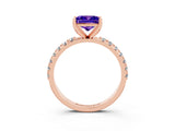 Rose gold Princess Cut Tanzanite Solitaire Pavé Band with Four-Prong Setting_3