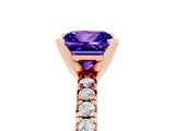 Rose gold Princess Cut Tanzanite Solitaire Pavé Engagement Ring with Round Band and Prong Setting_17