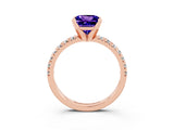 Rose gold Princess Cut Tanzanite Solitaire Pavé Engagement Ring with Round Band and Prong Setting_75