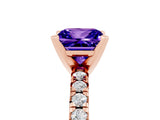 Rose gold Princess Cut Tanzanite Solitaire Pavé Engagement Ring with Round Band and Prong Setting_77