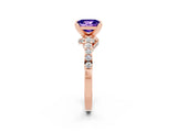 Rose gold Princess Cut Tanzanite Solitaire Ring with Crossover Gallery and Round  Pavé Band_14