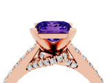 Rose gold Princess Cut Tanzanite Solitaire Ring with Crossover Gallery and Round  Pavé Band_16