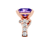 Rose gold Princess Cut Tanzanite Solitaire Ring with Crossover Gallery and Round  Pavé Band_17