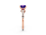 Rose gold Princess Cut Tanzanite Solitaire Ring with Crossover Gallery and Round  Pavé Band_38