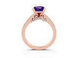 Rose gold Princess Cut Tanzanite Solitaire Ring with Crossover Gallery and Round  Pavé Band_39