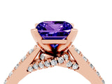 Rose gold Princess Cut Tanzanite Solitaire Ring with Crossover Gallery and Round  Pavé Band_40