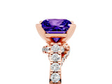 Rose gold Princess Cut Tanzanite Solitaire Ring with Crossover Gallery and Round  Pavé Band_41