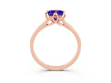 Rose gold Princess Cut Tanzanite Solitaire Ring with Flower Prong Setting and Classic Band_15