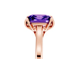 Rose gold Princess Cut Tanzanite Solitaire Ring with Flower Prong Setting and Classic Band_17