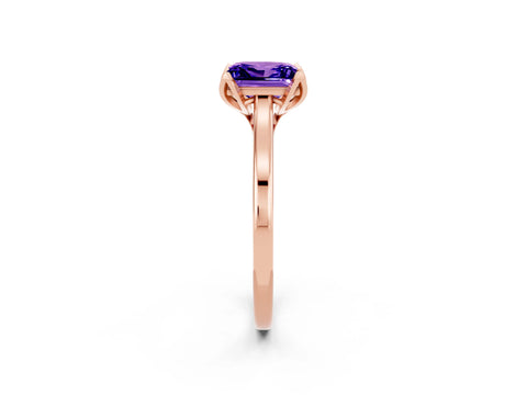 Rose gold Princess Cut Tanzanite Solitaire Ring with Flower Prong Setting and Classic Band_38