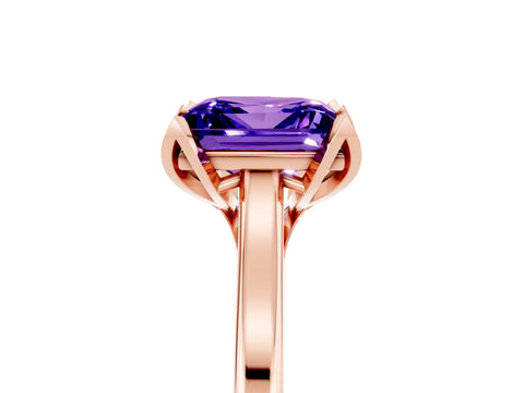 Rose gold Princess Cut Tanzanite Solitaire Ring with Flower Prong Setting and Classic Band_41