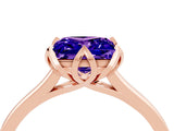 Rose gold Princess Cut Tanzanite Solitaire Ring with Flower Prong Setting and Classic Band_42