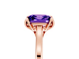 Rose gold Princess Cut Tanzanite Solitaire Ring with Flower Prong Setting and Classic Band_43
