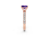 Rose gold Princess Cut Tanzanite Solitaire Ring with Pavé Accents and Four-Prong Setting_2
