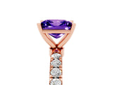Rose gold Princess Cut Tanzanite Solitaire Ring with Pavé Accents and Four-Prong Setting_5