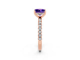 Rose gold Princess Cut Tanzanite Solitaire Ring with Pavé Band and Four-Prong Setting_26