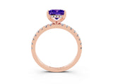 Rose gold Princess Cut Tanzanite Solitaire Ring with Pavé Band and Four-Prong Setting_27