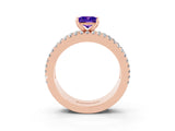 Rose gold Princess Cut Tanzanite Solitaire Ring with Pavé and Channel Set Band_3