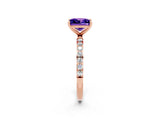 Rose gold Princess Cut Tanzanite Solitaire Ring with Pave Band and Four Prong Setting_26