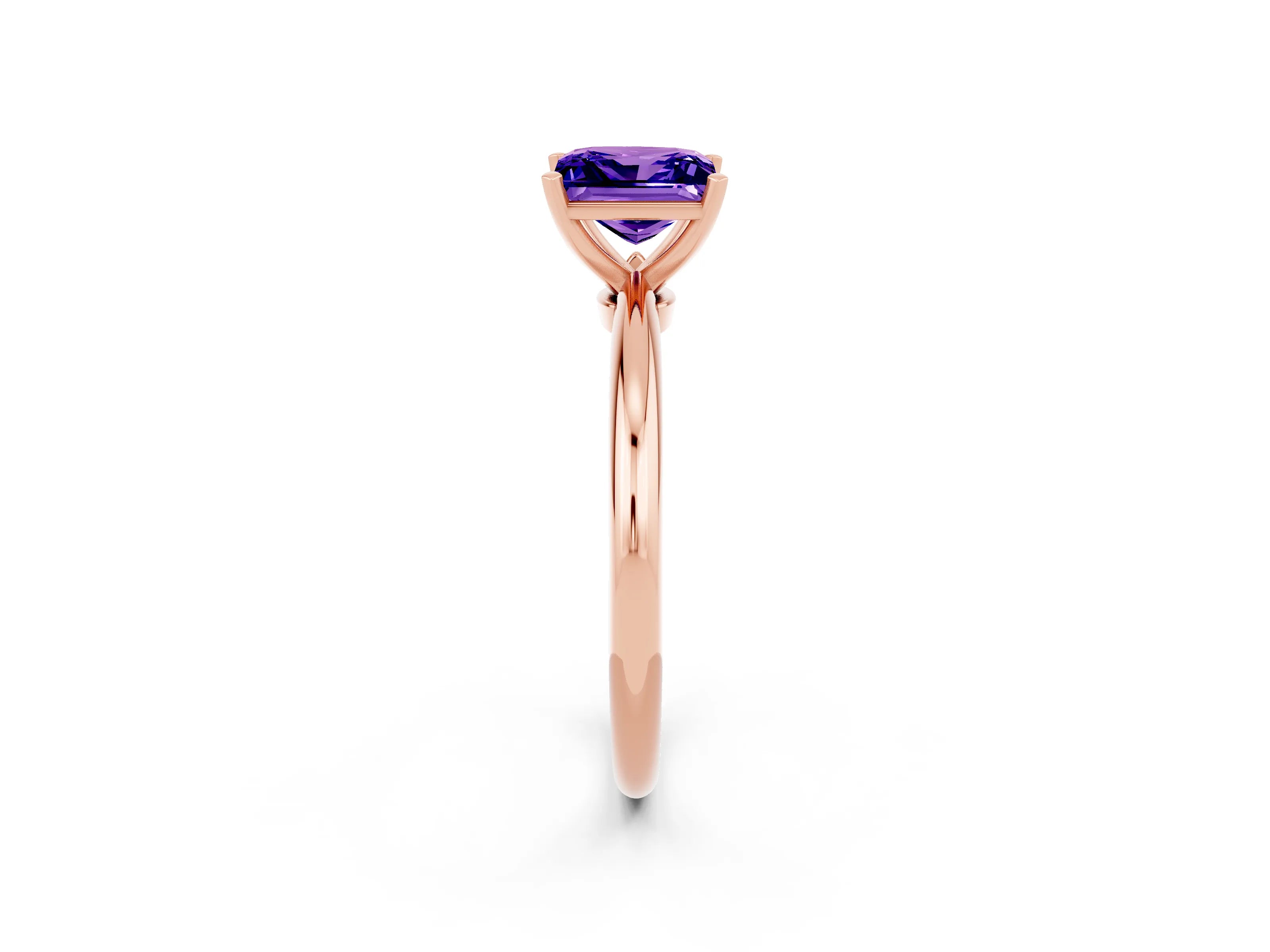 Rose gold Princess Cut Tanzanite Solitaire Ring with Six-Prong Setting and Classic Band_2