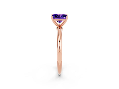 Rose gold Princess Cut Tanzanite Solitaire Ring with Six-Prong Setting and Classic Band_2