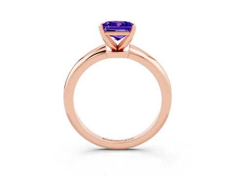 Rose gold Princess Cut Tanzanite Solitaire Ring with Six-Prong Setting and Classic Band_3