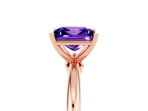 Rose gold Princess Cut Tanzanite Solitaire Ring with Six-Prong Setting and Classic Band_5