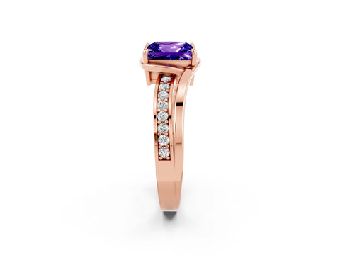 Rose gold Princess Cut Tanzanite Solitaire Ring with Split Shank and Prong Setting_2