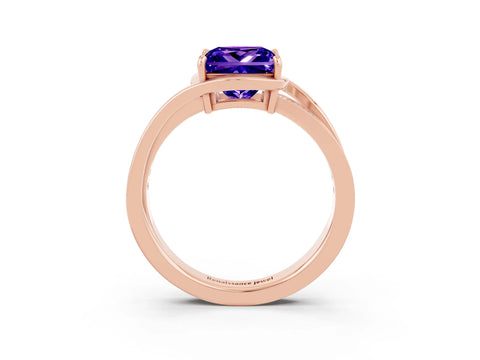 Rose gold Princess Cut Tanzanite Solitaire Ring with Split Shank and Prong Setting_3