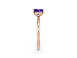 Rose gold Princess Cut Tanzanite Solitaire Ring with Thin Band and Four-Prong Setting_2
