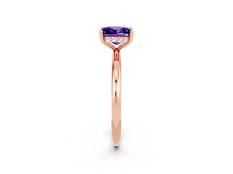 Rose gold Princess Cut Tanzanite Solitaire Ring with Thin Band and Four-Prong Setting_2