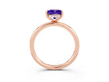Rose gold Princess Cut Tanzanite Solitaire Ring with Thin Band and Four-Prong Setting_3