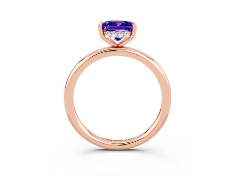 Rose gold Princess Cut Tanzanite Solitaire Ring with Thin Band and Four-Prong Setting_3