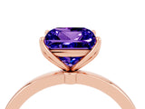 Rose gold Princess Cut Tanzanite Solitaire Ring with Thin Band and Prong Setting_16