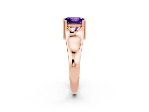 Rose gold Princess Cut Tanzanite Solitaire Ring with Wide Band and Prong Setting_2