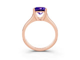 Rose gold Princess Cut Tanzanite Solitaire Ring with Wide Band and Prong Setting_3