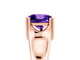 Rose gold Princess Cut Tanzanite Solitaire Ring with Wide Band and Prong Setting_5