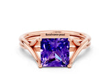 Rose gold Princess Cut Tanzanite Solitaire Twist Band Prong Setting Ring_36