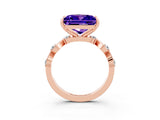 Rose gold Princess Cut Tanzanite Solitaire Twisted Band with Round  Accents and Prong Setting_15