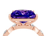 Rose gold Princess Cut Tanzanite Solitaire Twisted Band with Round  Accents and Prong Setting_16