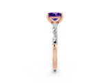 Rose gold Princess Cut Tanzanite Solitaire with Side Baguettes and Channel Set Band_2