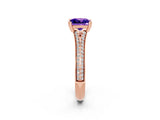 Rose gold Princess Cut Tanzanite Split Shank Engagement Ring with Pavé Band_2